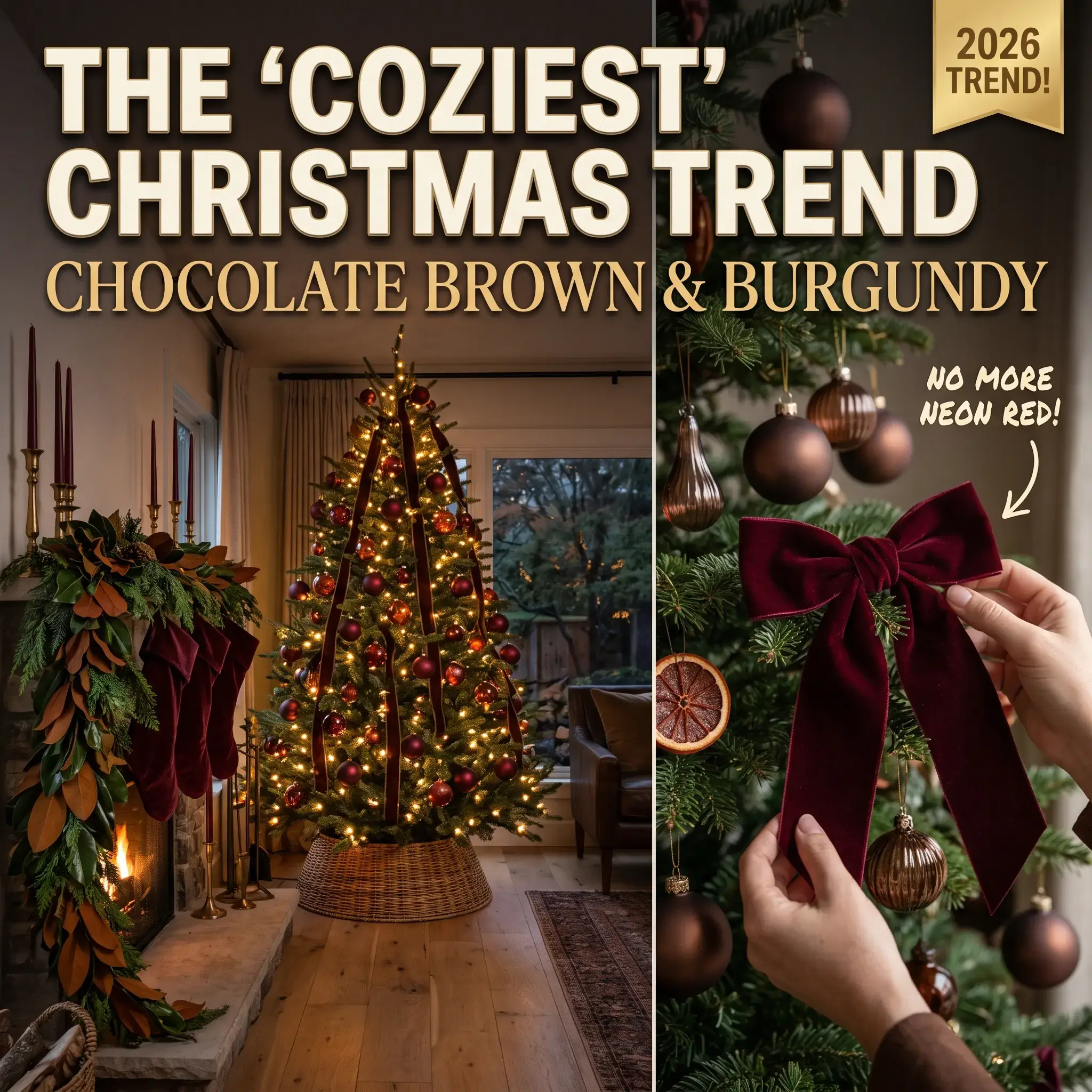 7 Chocolate Brown and Burgundy Christmas Decor Ideas for a Warm, Elevated Home