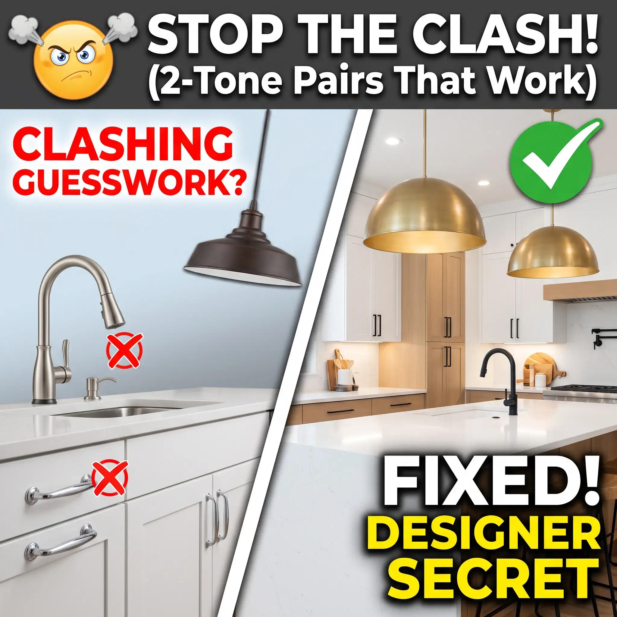 7 Two-Tone Kitchen Hardware and Lighting Pairings That Never Clash