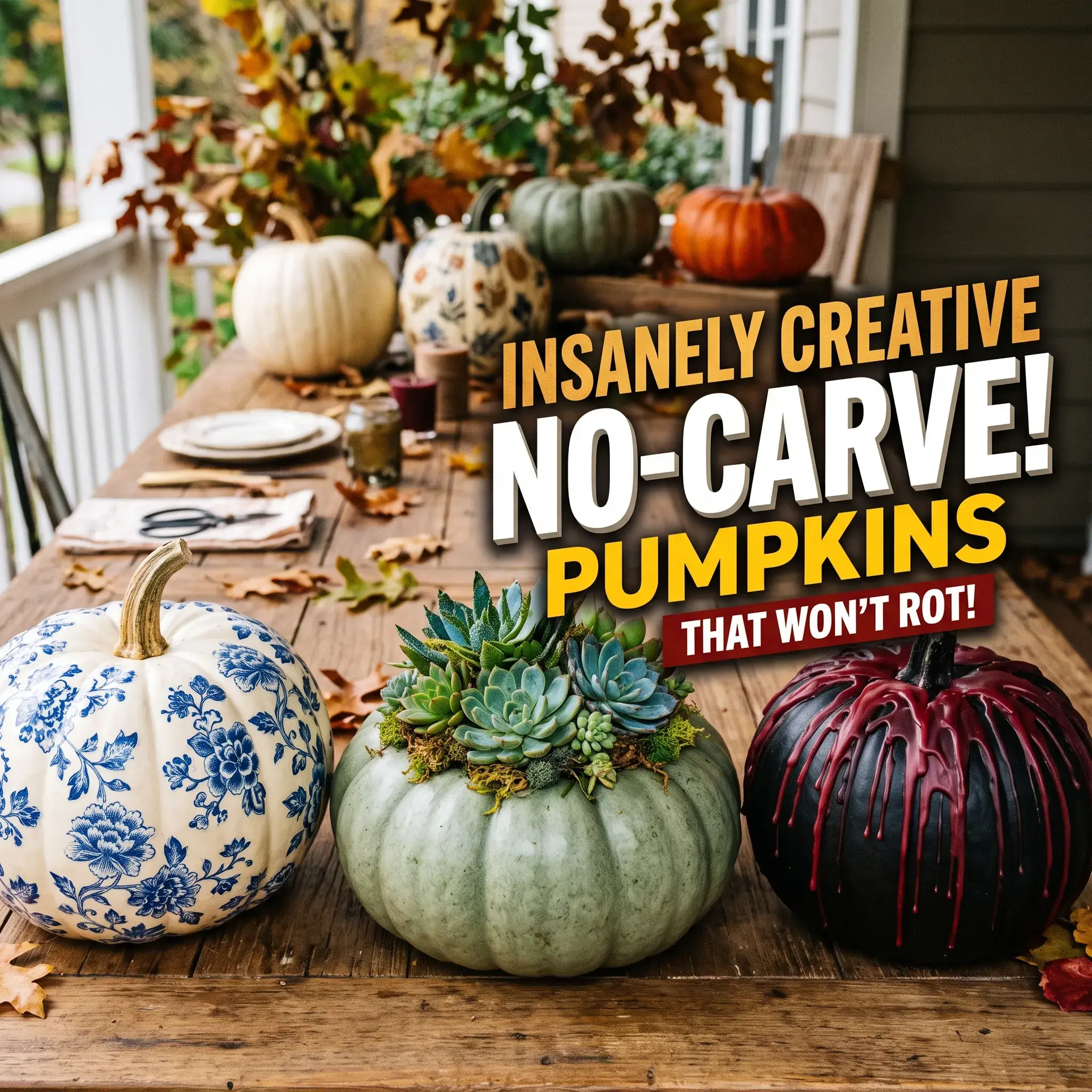 8 Insanely Creative No-Carve Pumpkin Decorating Ideas for Fall