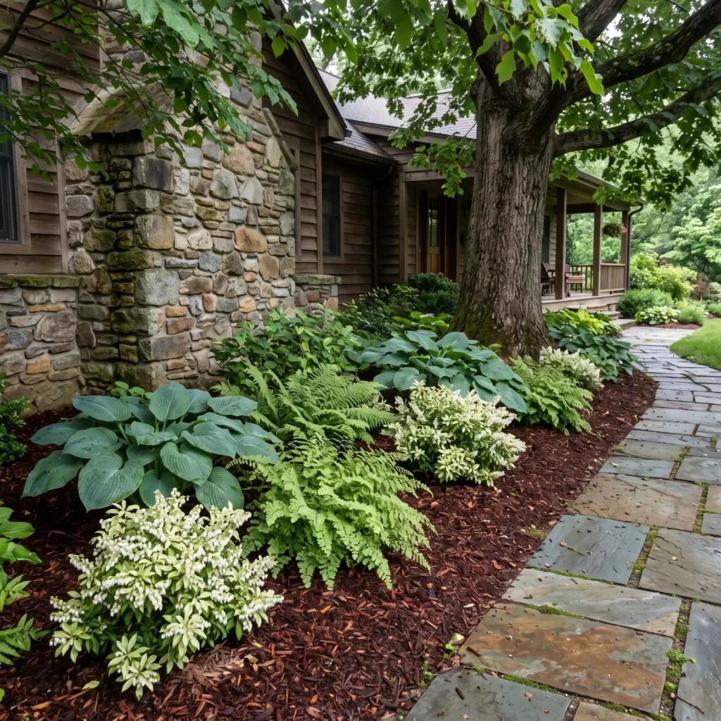 shaded-front-yard-hostas-ferns-walkway